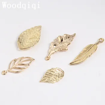 Woodqiqi 100pcs/masse Gyldne blade blade pynt tilbehør DIY håndlavede smykker tilbehør