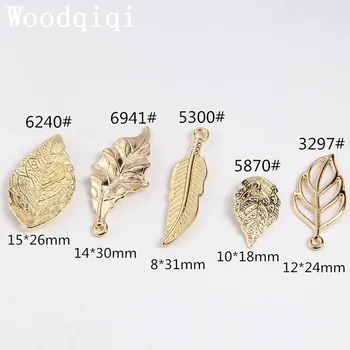 Woodqiqi 100pcs/masse Gyldne blade blade pynt tilbehør DIY håndlavede smykker tilbehør