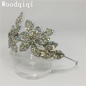 Woodqiqi mode smykker, hår tilbehør til kvinder quinceanera kroner bryllup hovedbøjle brude dronning hår produkter, hoved stykke
