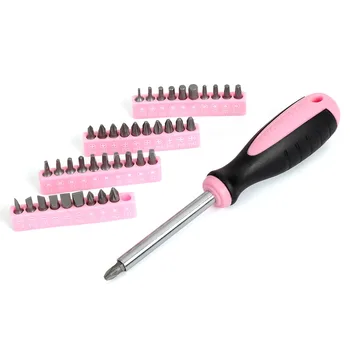 WORKPRO 75PC Hjem Værktøj Sæt Pink Tool Kits Tang Skruetrækkere Bits Sæt Kniv Tape Lommelygte Hammer