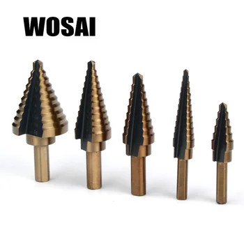 WOSAI 5pcs/Set HSS KOBOLT FLERE HUL 50 Størrelser TRIN BORET SÆT w/ Aluminium