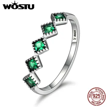 WOSTU Nye Mode Autentisk 925 Sterling Sølv Grøn Friskhed Ringe Til Kvinder Sterling-Sølv-Smykker Gave FIR097