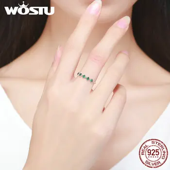 WOSTU Nye Mode Autentisk 925 Sterling Sølv Grøn Friskhed Ringe Til Kvinder Sterling-Sølv-Smykker Gave FIR097