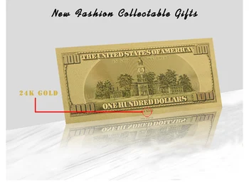 WR Kvalitet 24k Forgyldt Folie Seddel Collectible firmagaver USD 100 Golden Seddel Usa Kopi Papir Penge