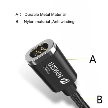 WSKEN Mini 2 LED Magnetisk USB-Kabel, Hurtig Opladning Magnetiske Charger Micro USB Kabel Til Samsung S6 S7 Kant Mikro-USB-Telefon 1M 2M