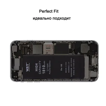 WST Oprindelige 0-Cycle batteri til iPhone 6 Rigtige Kapacitet 1810mAh til iPhone 6 batterier med gratis Kit Tool, og detailemballage