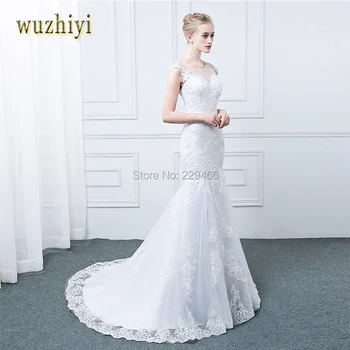 Wuzhiyi Real Foto, Bryllup kjole Havfrue Blonde Pynt Vintage Brudekjole Plus size vestidos de noiva Kina Brudekjole 2017