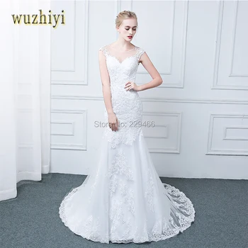 Wuzhiyi Real Foto, Bryllup kjole Havfrue Blonde Pynt Vintage Brudekjole Plus size vestidos de noiva Kina Brudekjole 2017