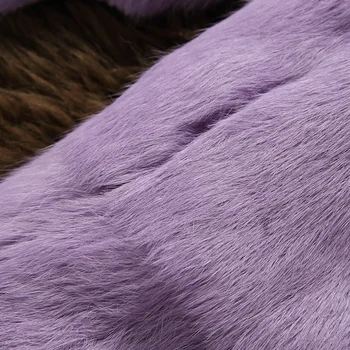 X-lang 90 cm naturlig kanin pels kvinder stå krave bølge skær ægte pels overtøj 2017 efterår og vinter plus størrelse S - 6XL