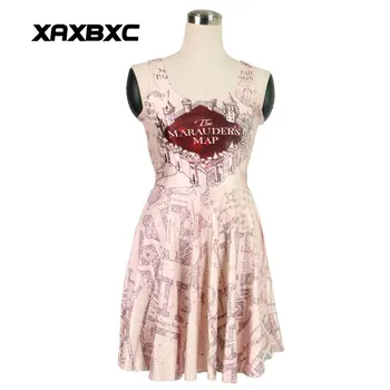 XAXBXC 1040 Mode Sommeren Sexet Pige Skater Kjole Kort Ædle 3D-Print Elastisk Vest Kvinder Plisseret Kjole