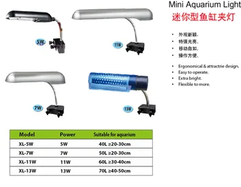 Xilong XL-5W/7W/11/13W mini akvarium Lys vandplanter lampe klip lampe fisk tank tilbehør gratis fragt