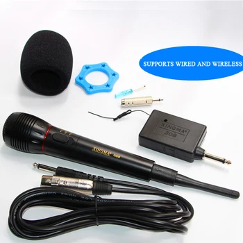 XINGMA AK-308G Professionelle Dynamisk Mikrofon Trådløse Og Kablede Håndholdte Mikrofon Metal Med Trådløs Modtager Til brug sammen med Karaoke