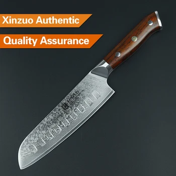 XINUO YU serie 7 tommer køkken knive 73 lag Damascus stål Santoku kniv kokkens kniv med palisander træ håndtag gratis fragt