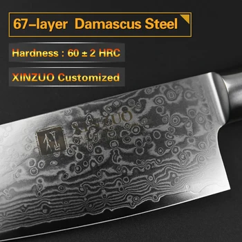 XINZUO 2 stk køkkenknive sæt 67 lag Damaskus 8 tommer kok og 5 kniv high carbon stainless steel pakka træ håndtag