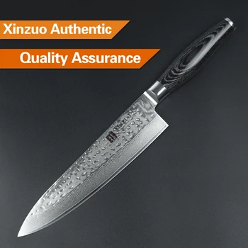 XINZUO 2 stk skarpe køkkenknive sæt Damaskus køkkenkniv sæt Japansk VG10 nytte kokkens kniv, hammer, striae gratis fragt