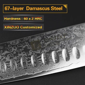 XINZUO 3stk køkken knive indstilles 67 lag med højt kulstofindhold Damaskus rustfrit stål 8+7+5 kok santoku kniv pakka træ håndtag