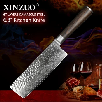 XINZUO 6.8 tommer kokkens kniv Kina 67layer Damaskus, rustfrit stål køkkenkniv skarpe japanske kvinder kokkens kniv pakkawood håndtag