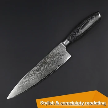 XINZUO 6 stk køkkenknive sæt 67 lag med højt kulstofindhold Japansk VG10 Damaskus stål kok santoku kniv pakka træ håndtag