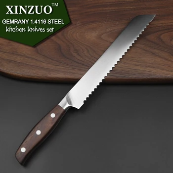 XINZUO køkken værktøjer 6 Stk køkkenkniv sæt værktøj cleaver Kok brødkniv med højt kulstofindhold tysk rustfrit stål Knive sæt