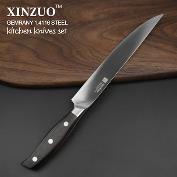 XINZUO NEW Høj kvalitet 3.5+5+8+8+8inch skrælle nytte cleaver Chef brød kniv i rustfrit stål køkkenkniv sæt gratis fragt