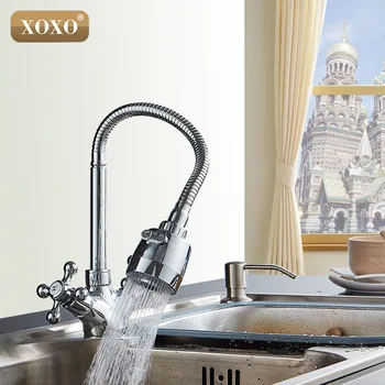 XOXO Dobbelt håndtag sølv mixer af koldt og varmt Vand, Kobber køkkenarmatur 2272