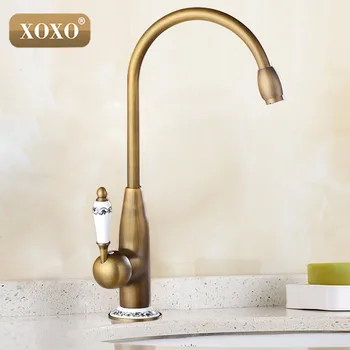 XOXOnew stil antik messing vandhane finish køkken vasken bassinet vandhaner blandingsbatteri med keramisk varme og kolde 50041BT-2