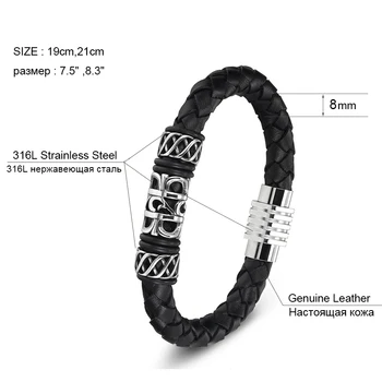 XQNI Kinesisk Stil Geometriske Totem Mønster med Magnetisk Lås Ægte Læder Armbånd Til Unisex Særlig Gave engrospris
