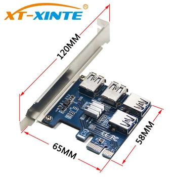 XT-XINTE Riser-Kort PCI-E USB 3.0 PCIe Port Multiplier-Kort PCI Express-PCIe 1 til 4 PCI-E er til PCI-E til BTC Miner Maskine
