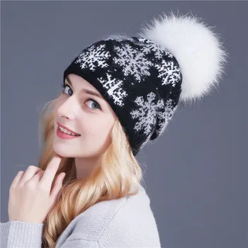 XTHREE real mink pom poms uld kanin pels strikkede hat Skullies vinter hat til kvinder, piger hat feminino huer hat