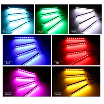 XUNMA Bil LED Strip Light 4stk LED lysstofrør 16 Farver Styling Dekorative Atmosfære Lamper Bil Interiør Lys Med Fjernbetjening