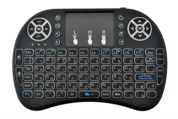 Yakee Baggrundslys i8 engelsk russisk spansk 2,4 GHz Trådløse Tastatur Air Mouse Touchpad, Baggrundsbelyste til Android TV BOX Mini PC