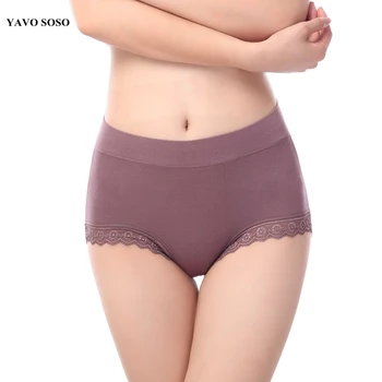 YAVO SOSO Sexy Lace Lingeries Trusser til Kvinder Undertøj Modal Plus Størrelse 5XL Ikke-trace candy farver dameundertøj Kvinder trusser