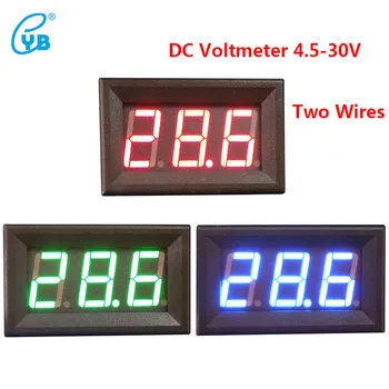YB27 DC Spænding Meter DC-4.5-30V To-wire LED DC Digital Voltmeter Digital Voltmeter Tester elbil