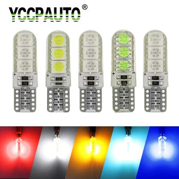 YCCPAUTO Bil T10 LED-Lys 194 W5W DC 12V 6SMD 5050 Silicium Shell blinklys Lys Pære Parkering Lampen Auto Bil Styling 1stk