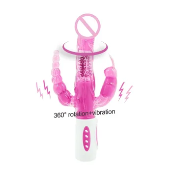 YEMA 12 Modes Vibration & 4 Funktion 360 Rotation Dobbelt Gennemføringer Kanin Anal Vibrator Sex Legetøj til Kvinde Sex-Produkter