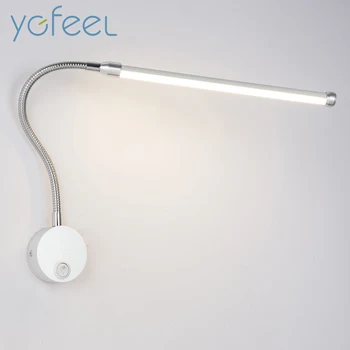 [YGFEEL] 6W LED væglamper Med Knop Skifte Moderne Soveværelse læsestof Belysning 360 Graders Vinkel Justerbar AC90-260V