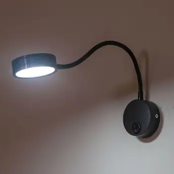 [YGFEEL] LED væglamper Med Knop Skifte 5W AC90-260V Sølv Soveværelse læsestof Lys Retning Justerbar Indendørs Belysning