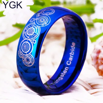 YGK Mærker 8mm Bredde Læge, Der Blue Dome Mænd og Kvinders Mode Wolfram Ring