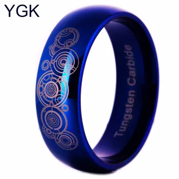 YGK Mærker 8mm Bredde Læge, Der Blue Dome Mænd og Kvinders Mode Wolfram Ring