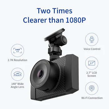 YI Ultra Kamera Med 16G Kort Dash 2.7 K Opløsning A17 A7 Dual Core Chip Stemme Styre lys-sensor, 2,7 tommer Widescreen Alle-glas