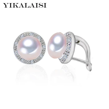 YIKALAISI 2017 mode Naturlige Perle smykker 8-9mm stud Øreringe Til Kvinder 925 Sterling Sølv Smykker Perle Øreringe Bryllup