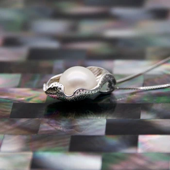 YIKALAISI 2017 Perle Halskæde Perle Smykker 925 Sterling Sølv Smykker Til Kvinder Naturlige Ferskvands Perle Vedhæng Seashell