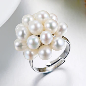 YIKALAISI mærke 2017 Hot Mode Rigtig Perle Smykker Dråbe Vand Naturlige Ferskvands Perle Blomst Bryllup perle Ring For Kvinder Gave