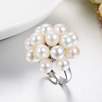 YIKALAISI mærke 2017 Hot Mode Rigtig Perle Smykker Dråbe Vand Naturlige Ferskvands Perle Blomst Bryllup perle Ring For Kvinder Gave