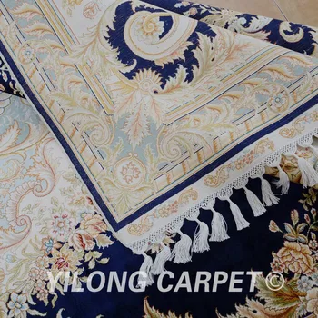 Yilong 6.56'x9.84' hånd knyttede tyrkisk tæppe mørke blå vantage antikke persiske tæppe (1645)