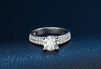 YINHED Kvinder Bryllup Band Ring ligger Fast 925 Sterling Sølv Ring 2 Karat CZ Diamant Engagement Ring Brude Smykker ZR231