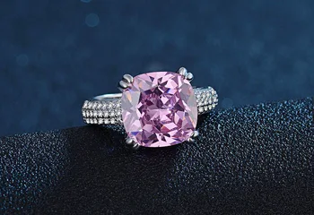 YINHED Luksus Big 4 Karat Gul & Pink Cubic Zircon vielsesringe for Kvinder 925 Sterling Sølv forlovelsesring Smykker ZR361
