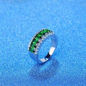 YINHED Nye Mode Naturlige Grønne AAA Crystal Zircon 925 Sølv Ringe for Kvinder Luksus Smykker Bryllup Fingerringe XMJ501