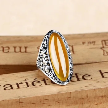 YinShiJi Retro Sølv Ringe For Kvinder Vintage Stor Ringe 925 Sterling Sølv Smykker, Hun 4 Farve Bedste Gaver