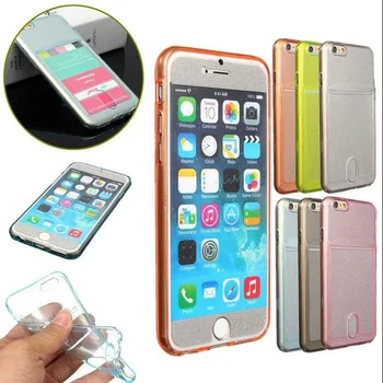YISHANGOU Phone Case For iPhone 8 Plus Kreditkort Indehaveren Blød Gennemsigtig TPU Back Cover Til iPhone 5 5S SE 6 6S 7 Plus Plus